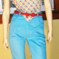 DISCO 80s Turquoise Blue High Waisted SKINNY Capri Cigarette Pants C'EST JOLIE XS