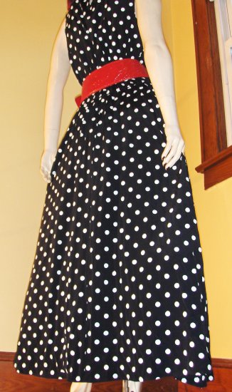 Pinup Retro Rockin 50s Style Polka Dot Circle Skirt Swing Dress L Xl