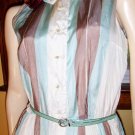 Vintage Atomic 50s Swing Kitten Striped Print Circle Skirt Dress S