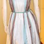 Vintage Atomic 50s Swing Kitten Striped Print Circle Skirt Dress S
