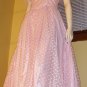 Frilly Pink Princess 70s Puff Slv Swiss Dot Glam Barbie Dolly Party Dress S.