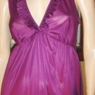 Vintage 70s Glam Frilly Ruffle Deep V Maxi Nightgown Slipdress S.