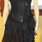 GO GLAM Glitzy 80s Black Sequin Beaded Satin Tiered Ruffle Party Mini Dress S/M
