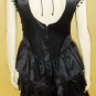 GO GLAM Glitzy 80s Black Sequin Beaded Satin Tiered Ruffle Party Mini Dress S/M