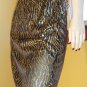 80s ELECTRO DISCO GLAM Gold Lamé Tiger Striped Pencil Skirt MINT NOS M.