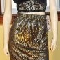 80s ELECTRO DISCO GLAM Gold Lamé Tiger Striped Pencil Skirt MINT NOS M.