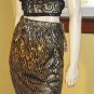 80s ELECTRO DISCO GLAM Gold Lamé Tiger Striped Pencil Skirt MINT NOS M.