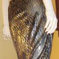 80s ELECTRO DISCO GLAM Gold Lamé Tiger Striped Pencil Skirt MINT NOS M.