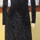 80s Gothic Crushed Velvet Vampy Vixen Full Sweep Black Witchy Dress S/M