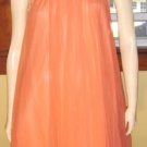 Vintage 60s Glam Double Nylon Sheer Chiffon Babydoll Nightgown Peach M