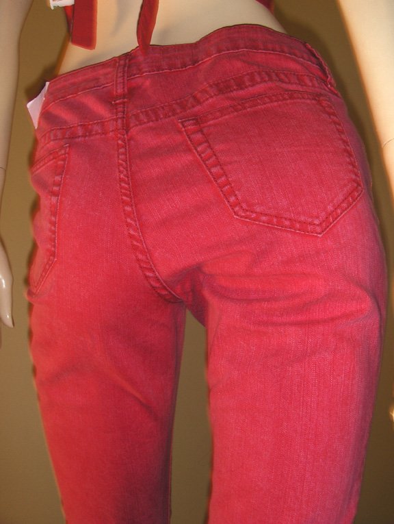 red acid wash jeans