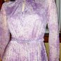 Sophisticated Lady Vintage 70s Lavender Floral Accordion Pleat Dress S.