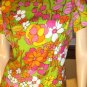 60s Psychedelic Neon Flower Power Mod Shift Mini Dress w/ Jacket S/M