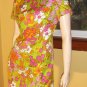 60s Psychedelic Neon Flower Power Mod Shift Mini Dress w/ Jacket S/M