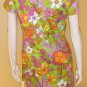 60s Psychedelic Neon Flower Power Mod Shift Mini Dress w/ Jacket S/M