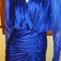 80s Diva Ruched Formfit Ultimate Sexy Glam Sapphire Blue Wiggle Party Dress 7/8 S.