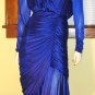 80s Diva Ruched Formfit Ultimate Sexy Glam Sapphire Blue Wiggle Party Dress 7/8 S.