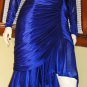 80s Diva Ruched Formfit Ultimate Sexy Glam Sapphire Blue Wiggle Party Dress 7/8 S.