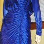 80s Diva Ruched Formfit Ultimate Sexy Glam Sapphire Blue Wiggle Party Dress 7/8 S.