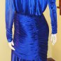 80s Diva Ruched Formfit Ultimate Sexy Glam Sapphire Blue Wiggle Party Dress 7/8 S.