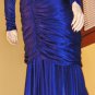 80s Diva Ruched Formfit Ultimate Sexy Glam Sapphire Blue Wiggle Party Dress 7/8 S.