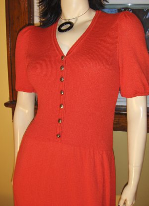 Sassy 70s Retro Red Puff Slv Pin Up Lolita Dress M.
