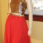 70s DISCO DANCER Coral Red Polyester Flairy Aline Skirt SZ 6