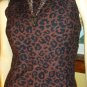80s Rocker Chick Leopard Kitty Print Formfit Denim Minidress S.