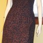 80s Rocker Chick Leopard Kitty Print Formfit Denim Minidress S.
