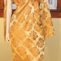 Bodacious Bombshell Sexy 60s Glam Gold Brocade Curvy Cocktail Dress M/L