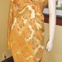 Bodacious Bombshell Sexy 60s Glam Gold Brocade Curvy Cocktail Dress M/L