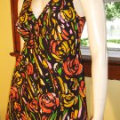 Vintage Pinup Beach Babe One Piece Floral Bathing Suit Swimsuit Swimdress 60s 70s M.