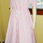 Retro 80s does 50s Pink Candy Striper Circle Skirt Swing Kitten Dress Sz. 18