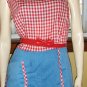 Vintage 60s Rockabilly Pinup Doll Red Gingham Print Romper Skort Sz L