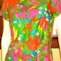 Smashing 60s Neon Flower Power Print Cotton Vintage Shift Dress M/L