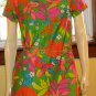 Smashing 60s Neon Flower Power Print Cotton Vintage Shift Dress M/L