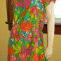 Smashing 60s Neon Flower Power Print Cotton Vintage Shift Dress M/L