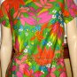 Smashing 60s Neon Flower Power Print Cotton Vintage Shift Dress M/L