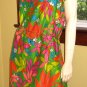 Smashing 60s Neon Flower Power Print Cotton Vintage Shift Dress M/L