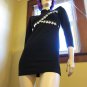 Vintage 80s Rocker Chick Silver Studs Black Lycra Micro Minidress S.