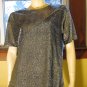 Glitzy Glitter Glam Silver Metallic Vintage Disco Party Top Blouse Sz 12 70s 80s