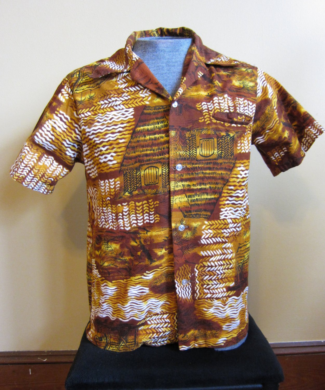 Vintage Mens Hawaiian Tiki Lounge Hepcat Shirt M. Hukilau Fashion Honolulu