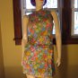 Vintage 60s Flirty Floral Springtime Watercolor Print Minidress and Jacket Set S.