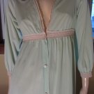 Vintage 60s Neon Green Lace Trim Nylon Robe Size S.