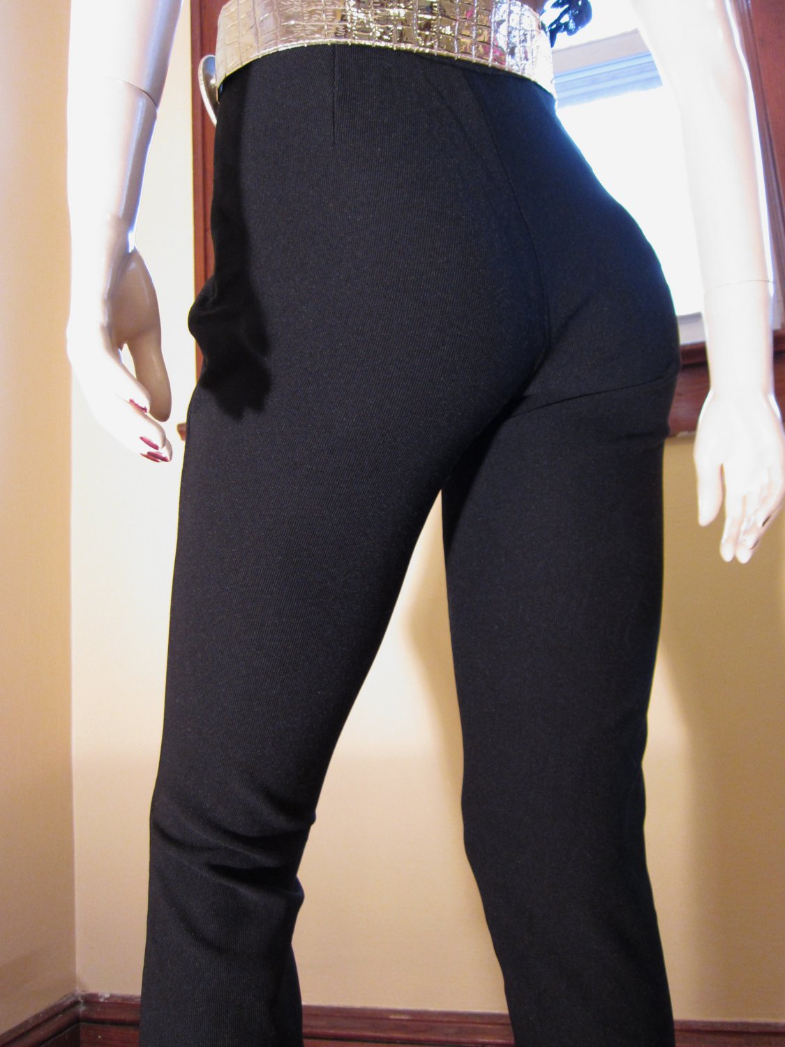 Vintage 80s Fashionista Sexy Black Spandex French Designer Pants VOTRE NOM  Made In France S.