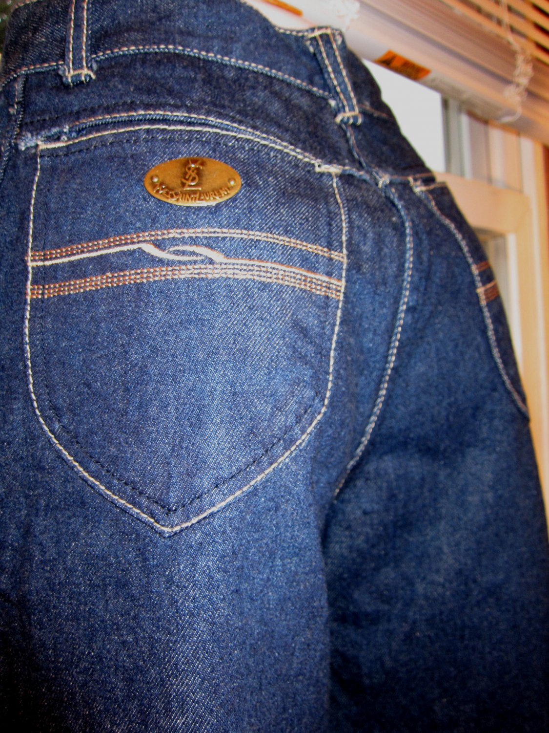 Vintage YVES SAINT LAURENT High Waisted Disco Designer Denim Blue Jeans ...