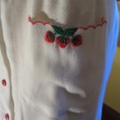 70s SEARS Flirty Flower Buttons Strawberry Embroidered Fruity Rockabilly Aline Skirt S.