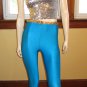 ULTIMATE DISCO DIVA vintage 80s ELECTRIC BLUE Skinny SPANDEX Pants Leggings skin tight glam L.