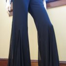 90s does 70s Black Retro Low Rise Hip Hugger Sheer Chiffon Bell Bottom Party Pants L