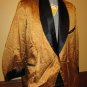 Vintage 50s 60s Gold Brocade & Black Satin Mens Smoking Jacket Lounge Robe Playboy Swinger NWT M
